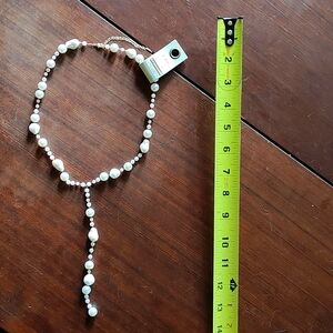 Anthropologie White Pearl Necklace Gold